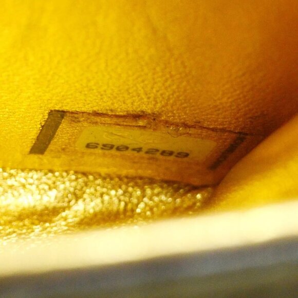 CHANEL CC Mini Chain Shoulder Pochette Khaki Gold Fur Leather - Picture 9 of 10